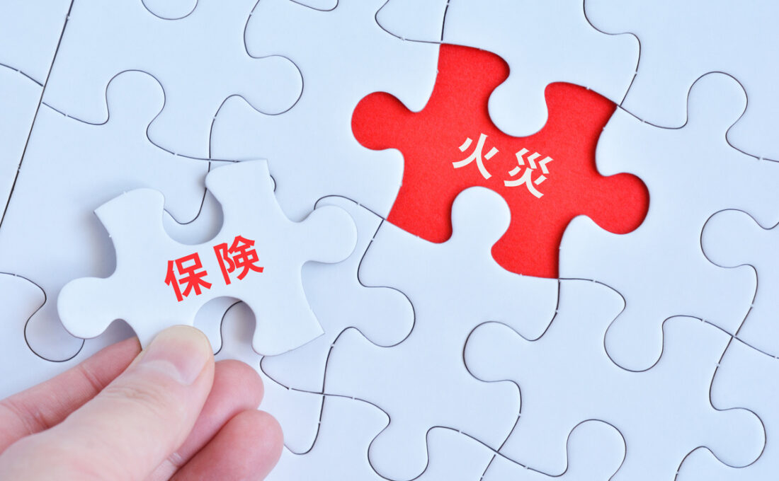 保険のピースが火災のピースにフィットする様子を表したパズル